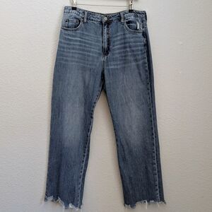 Vervet Los Angeles High Rise Straight Leg Crop Jeans Size 31 Raw Hem 100% Cotton